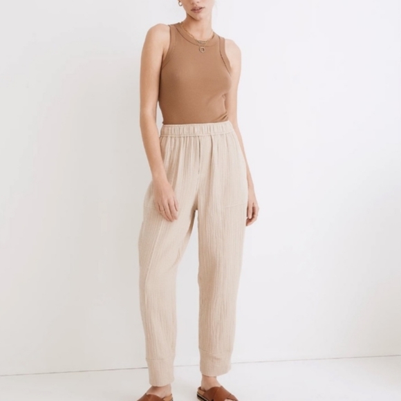 Madewell Pants - Madewell Lightspun Cotton Gauze Pull On Balloon Pant Light Beige XXS